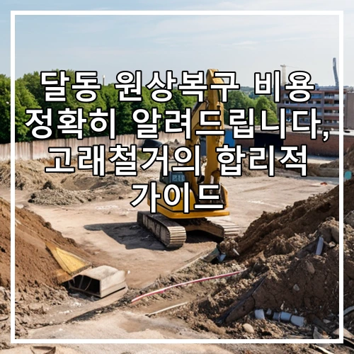 달동 원상복구 비용 정확히 알려드립니다, 고래철거의 합리적 가이드
